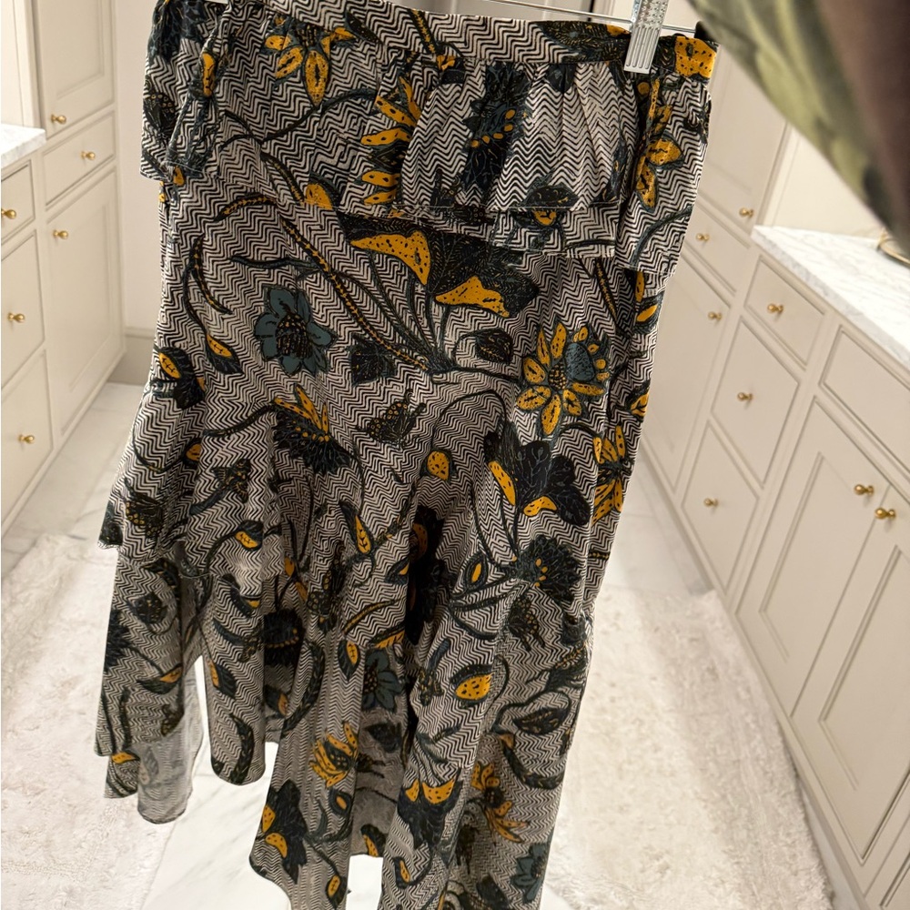 Ulla Johnson Black and Yellow Patterned Skirt